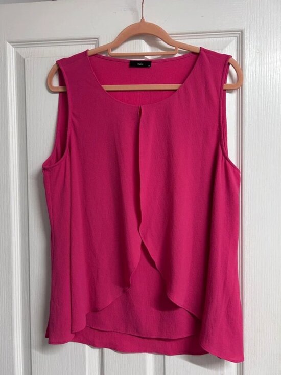 Tops - M&Co Fuchsia Sleeveless Front Ruffle Blouse Top Size 18